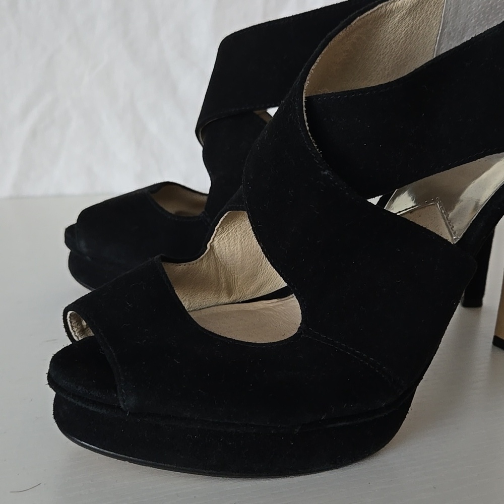 Michael Michael Kors Elena Elegant Black Criss Cross High Heels NYE Party 10M - Picture 5 of 11